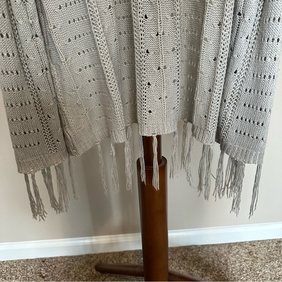 Gray Open-Front Sweater Cardigan Gray Lightweight Sweater or Cover Up Large - Picture 4 of 4